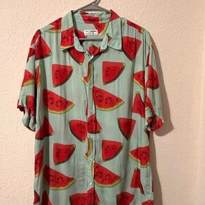Watermelon Print Men's Shirt XL PREPPY summer beach lake festival